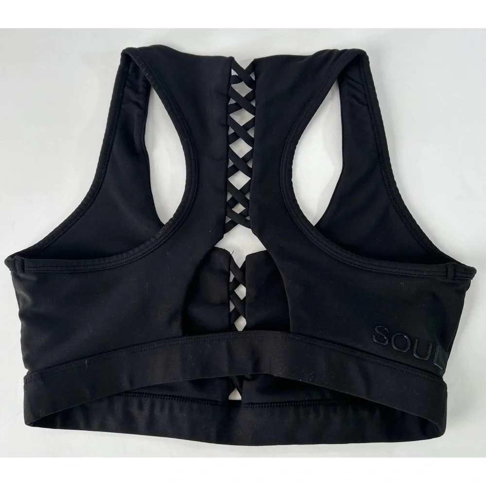 Soulcycle Black Cross Hatch Sports Bra Activewear Athleisure, size Medium - Picture 3 of 5